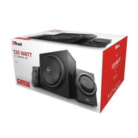 Trust Yuri Altavoces 2.1 con Subwoofer para PC | 120W Potencia Pico | Control de Graves | Madera | Conexión 3.5 mm para Portátil y Smartphone | Artículo 23696 Trust Yuri Altavoces 2.1 con Subwoofer para PC | 120W Potencia Pico | Control de Graves | Madera | Conexión 3.5 mm para Portátil y Smartphone | Artículo 23696